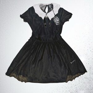 The Grave Girls Dolls Kill Bat Collar Mesh Mini Dress NWT